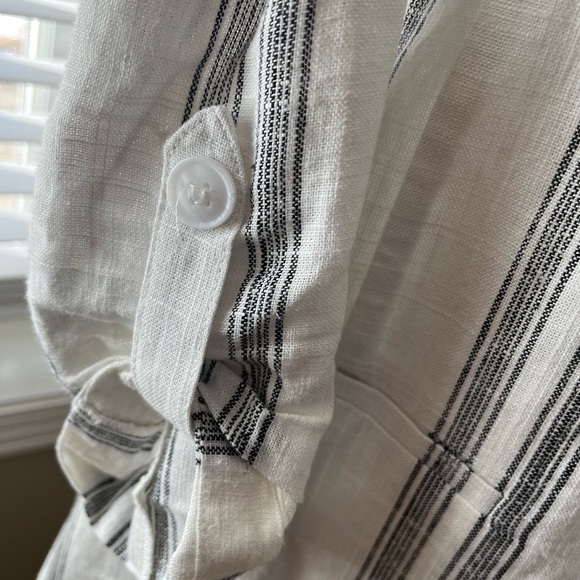 [M]DKR Gray Striped Linen Blend Women's Open Blazer - Picture 6 of 15